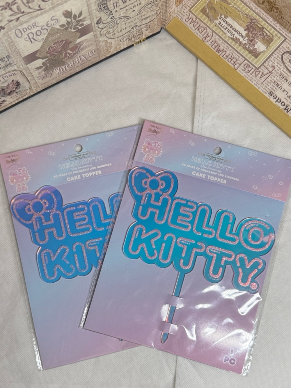 2 Sanrio Hello Kitty Pastel Pink & Blue Cake Topper NWT